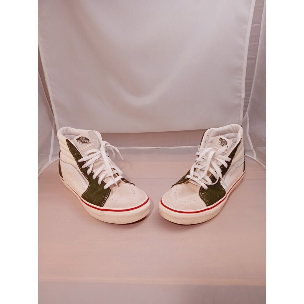 VANS SK8 Hi Retro‎ Athletic Shoes Sneakers M 7 W 8.5 White Green Suede Canvas